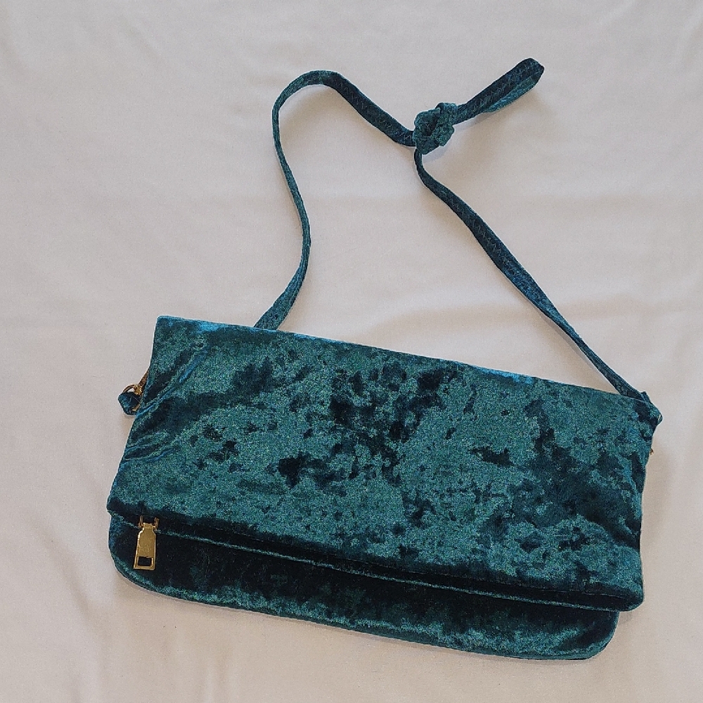 Teal Velvet Clutch Bag.Very Good Condition.